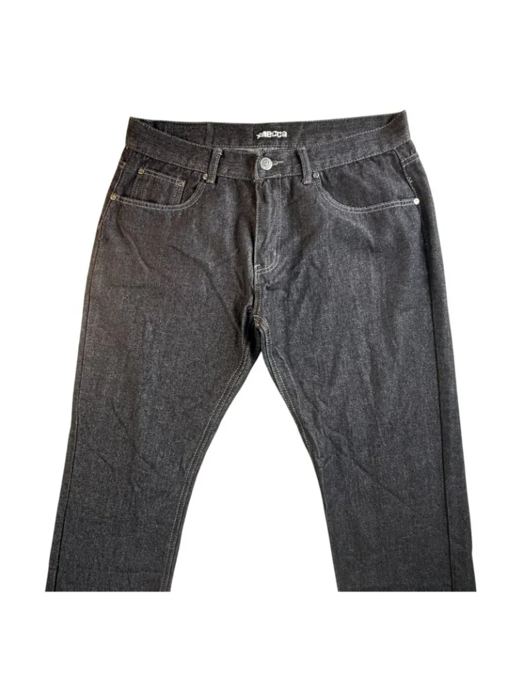 Mecca Jeans Mens 38x32 Black Regular Straight Denim Pants Casual Streetwear Y2K